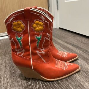Jeffrey Campbell red cowboy boots, size 9